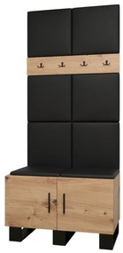 Set mobilier pentru hol Amanda 4 (Stejar artisan + piele ecologică Negru). 1085892