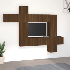 3120322 vidaXL Set dulapuri TV, 10 piese, stejar maro, lemn prelucrat
