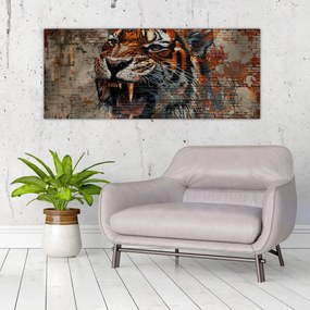 Tablou - Tigru din Cărămizi (120x50 cm)