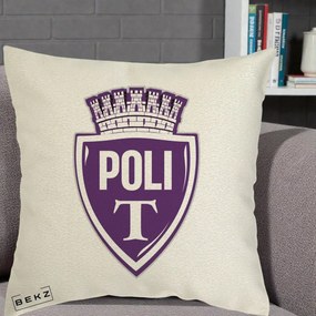 Perna Personalizata Poli Timisoara Fotbal, 40x40 cm, Ecru, Husa Detasabila, Perna Inclusa, BEKZ®