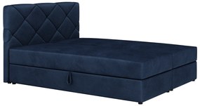 Pat matrimonial Boxspring 140x200 cm Karum Comfort (albastru închis) (cu somieră și saltea). 1056018