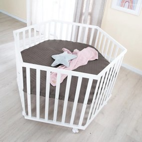 Țarc pentru copii alb cu înălțime reglabilă/cu roți – Roba