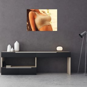 Tablou pe sticlă - Femeia lângă pom (70x50 cm)