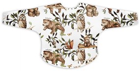 Bavetica Impermeabila cu maneci si buzunar, reglabila, Happy Bear White