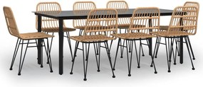 vidaXL Set mobilier de grădină, 9 piese, poliratan