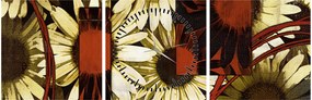 Tablou cu flori (cu ceas) (90x30 cm)