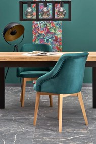 Set masa extensibila Tiago L140-220 cm + 4 scaune Toledo 2 verde/stejar miere