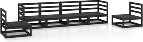 vidaXL Set mobilier de grădină, 6 piese, negru, lemn masiv de pin