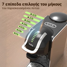 Espressor 8in1 Oliver Voltz OV51171K8R, 1450W, 0.8 L, 5 adaptoare, 19 bar, Cafea macinata si capsule, Negru/Argentiu