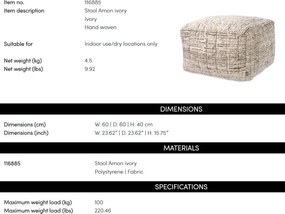 Taburete design LUX Amon, Ivory