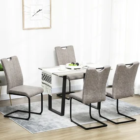HOMCOM Set de 4 scaune de sufragerie cu acoperire din microfibră, picioare sanie din oțel și mânere 43 x 58,5 x 96,5 cm gri | Aosom Romania
