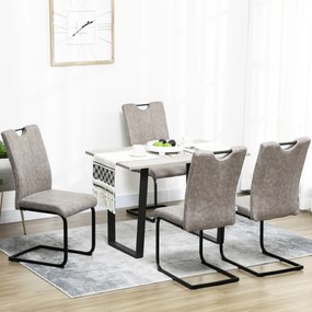 HOMCOM Set de 4 scaune de sufragerie cu acoperire din microfibră, picioare sanie din oțel și mânere 43 x 58,5 x 96,5 cm gri | Aosom Romania