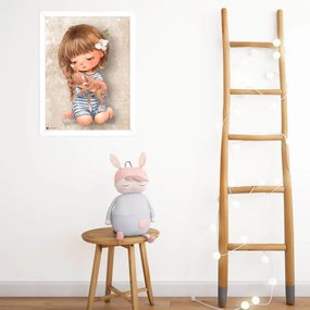 INSPIO Pictură pe perete - Fată cu căîrioară în bej