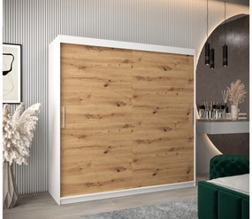 Dulap de haine 200 cm Toki (alb mat + stejar artisan). 1064847