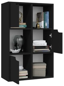 Biblioteca, negru, 60x27,5x88 cm, PAL 1, Negru