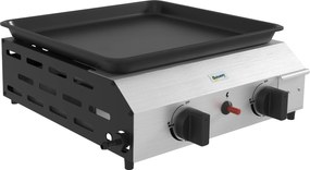 Outsunny Plancha gaz din oțel inoxidabil emailat 2 arzătoare 4,8 kW antiaderentă suprafață mare de gătit 40L x 34l cm, transportabilă | Aosom Romania