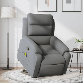 vidaXL Fotoliu de masaj rabatabil cu ridicare, gri închis, textil
