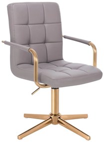 HC1015PCROSS Scaun Gri Piele Ecologica Bază Aurie
