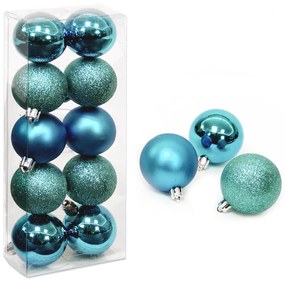 Set 10 globuri turcoaz de Crăciun Navidad Casa Selección, ø 5 cm