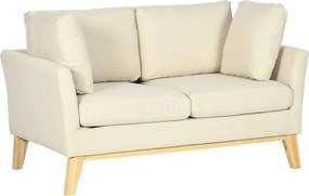 HOMCOM Canapea pentru 2 persoane pentru sufragerie, canapea mica, canapea tapitata cu 2 perne decorative, bej | Aosom Romania
