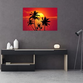 Tablou - Silueta insulei cu palmieri (90x60 cm)