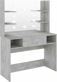 vidaXL Masă machiaj cu lumini LED, gri beton, 100x40x135 cm , MDF