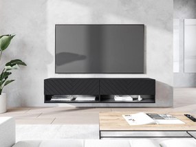 Dulap TV de perete Adenuk 140 MDF (Negru grafit + Negru) (cu iluminat LED RGB). 1106323
