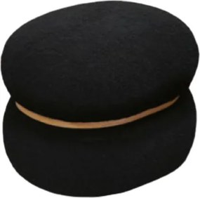 Taburet Mara ,structura Mdf si blana artificiala - NEGRU - H 36 CM / L 44,5 CM / 35,5C M