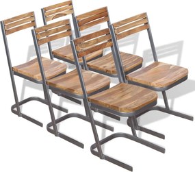 vidaXL Scaune de bucătărie din lemn masiv de tec, 6 buc.