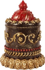 Tort decorativ din polirășină, maro și roșu, cu dom roșu, stele și ornamente aurii, 23 x 16,5 cm, „Charlotte”