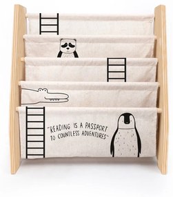 Bibliotecă pentru copii din material textil bej 60x70 cm Animals - Folkifreckles