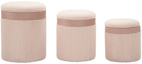 Mauro Ferretti Set De 3 Pufuri Cu Spatiu De  Depozitare, Roz, Cm Ø 40,5X49,5-35X42-31X36 | Aosom Romania