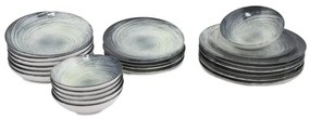 Set veselă 24 de piese verde/negru/porțelan