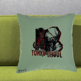Perna Personalizata Tokyo Ghoul Ken Kaneki Anime, 40x40 cm, Verde, Husa Detasabila, Perna Inclusa, BEKZ®