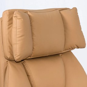 Scaun de birou cu masaj și încălzire din piele ecologică OFF 414 bej