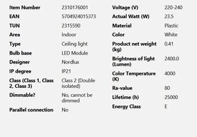 Plafoniera LED stil minimalist Vic 29cm, 4000K