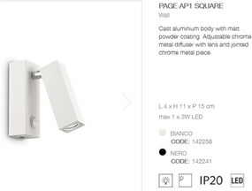 Aplica moderna, directionabila, LED PAGE AP SQUARE BIANCO 142258