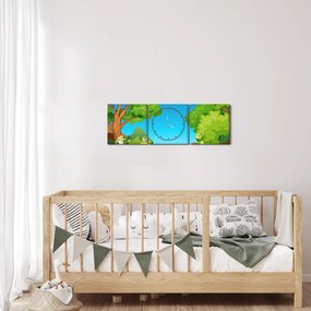 Tablou - Broscuțe vesele (cu ceas) (90x30 cm)