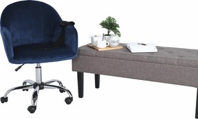 Scaun de birou, material textil din catifea albastru / crom, EROL
