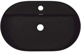 Deante CQS_NU6B - Lavoar SILIA pentru montaj pe blat, 35 x 55 cm, granit/negru, cu orificiu pentru baterie