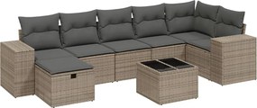 vidaXL Set canapele de grădină cu perne, 8 piese, gri, poliratan