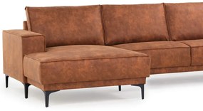 Colțar maro coniac cu tapițerie din imitație de piele (colț pe partea stângă ) Copenhagen – Scandic