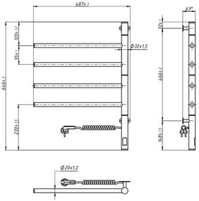 Uscător electric rotativ pentru prosoape ARABESQUE 150W/230V 64,6 cm IP44 alb