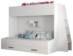 Pat pentru copii combinat 90 cm Puro 17 (alb mat + alb lucios + mânere gri). 1087119