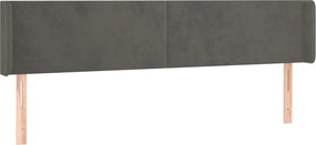 vidaXL Tăblie de pat cu aripioare gri închis 163x16x78/88 cm catifea