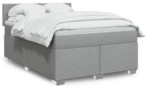 vidaXL Pat box spring cu saltea, gri deschis, 140x190 cm, textil