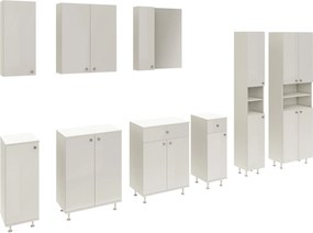 Corp Baie Zaria, Suspendat, 2 Usi, Alb lucios/Alb, MDF, L 60 x l 22 x H 72 cm