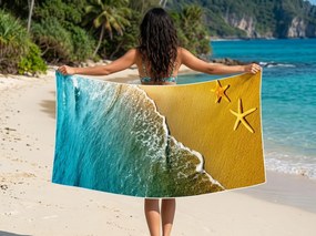 Prosop de plaja cu uscare rapida XL SOLMARE colorat 100 x 180 cm, 100% microfibra