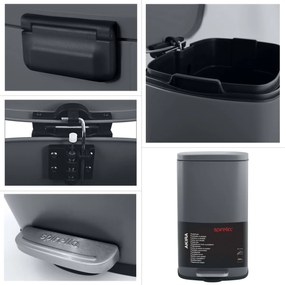Spirella Coș de gunoi cu pedală soft-close Akira50 l, gri mat, 50 l