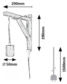 Lampă de perete UBUL 1xE27/60W/230V fag Rabalux 71028